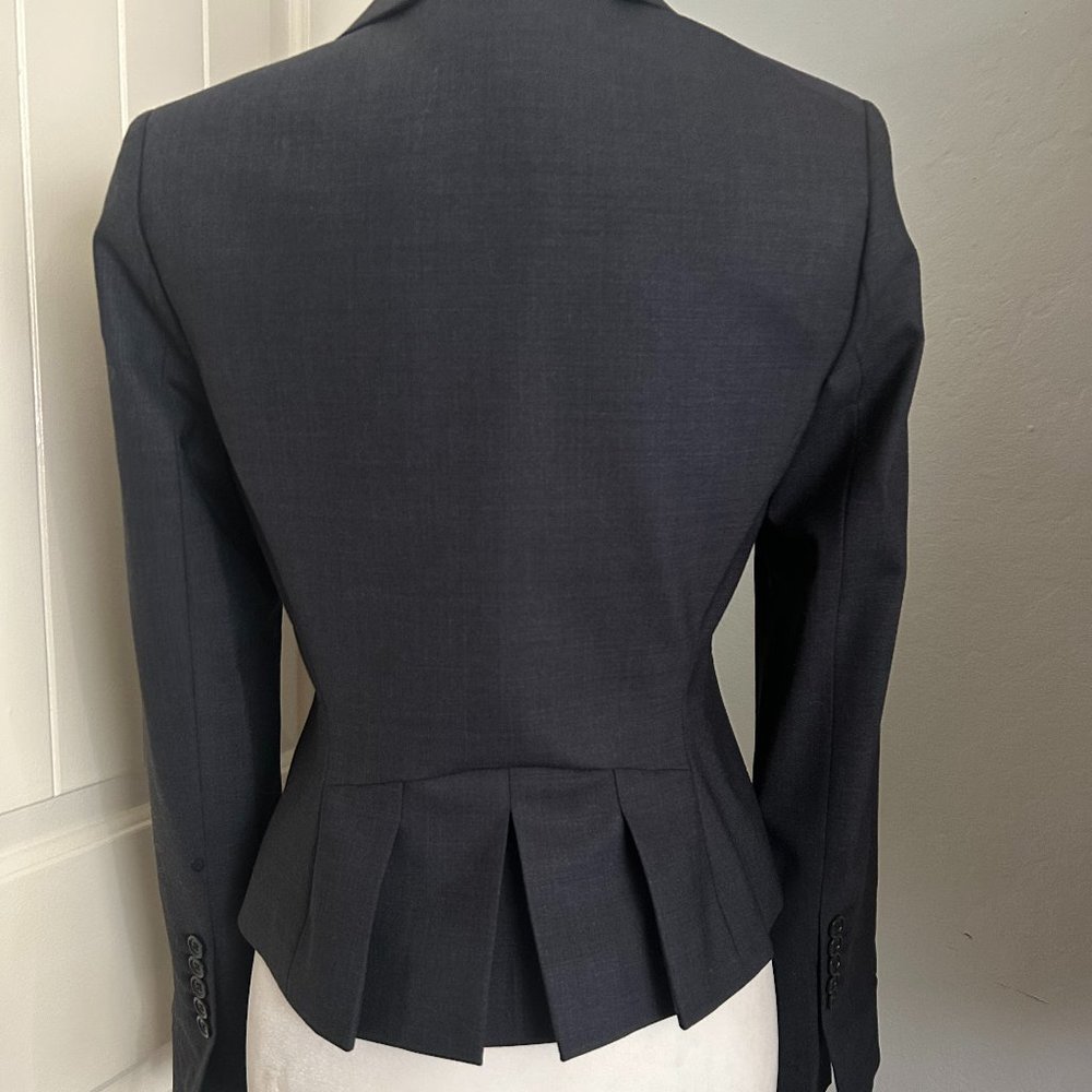 BCBG Max Azria Pleated Back Denim Blue (not denim) Jacket w/ Three Linings XS